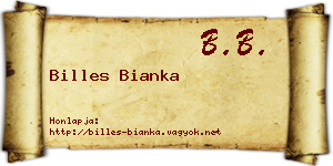 Billes Bianka névjegykártya